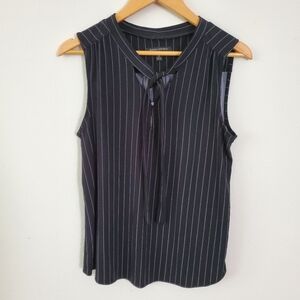 Banana Republic Sleeveless Business Casual Pinstripe Blouse with Necktie